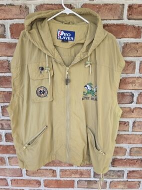 Pro Player Notre Dame Hooded Windbreaker Vest - Khaki
